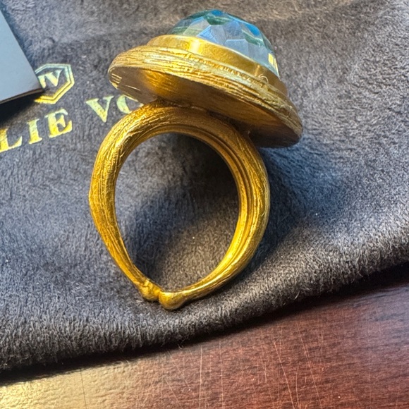 Julie Vos Gold Ring with Aqua Blue Stone - Picture 3 of 7